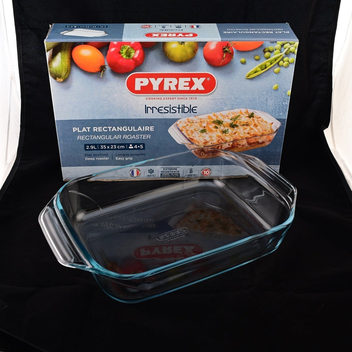 Pyrex Irresistible Set of 3 Rect. Glass Roaster with Easy Grip