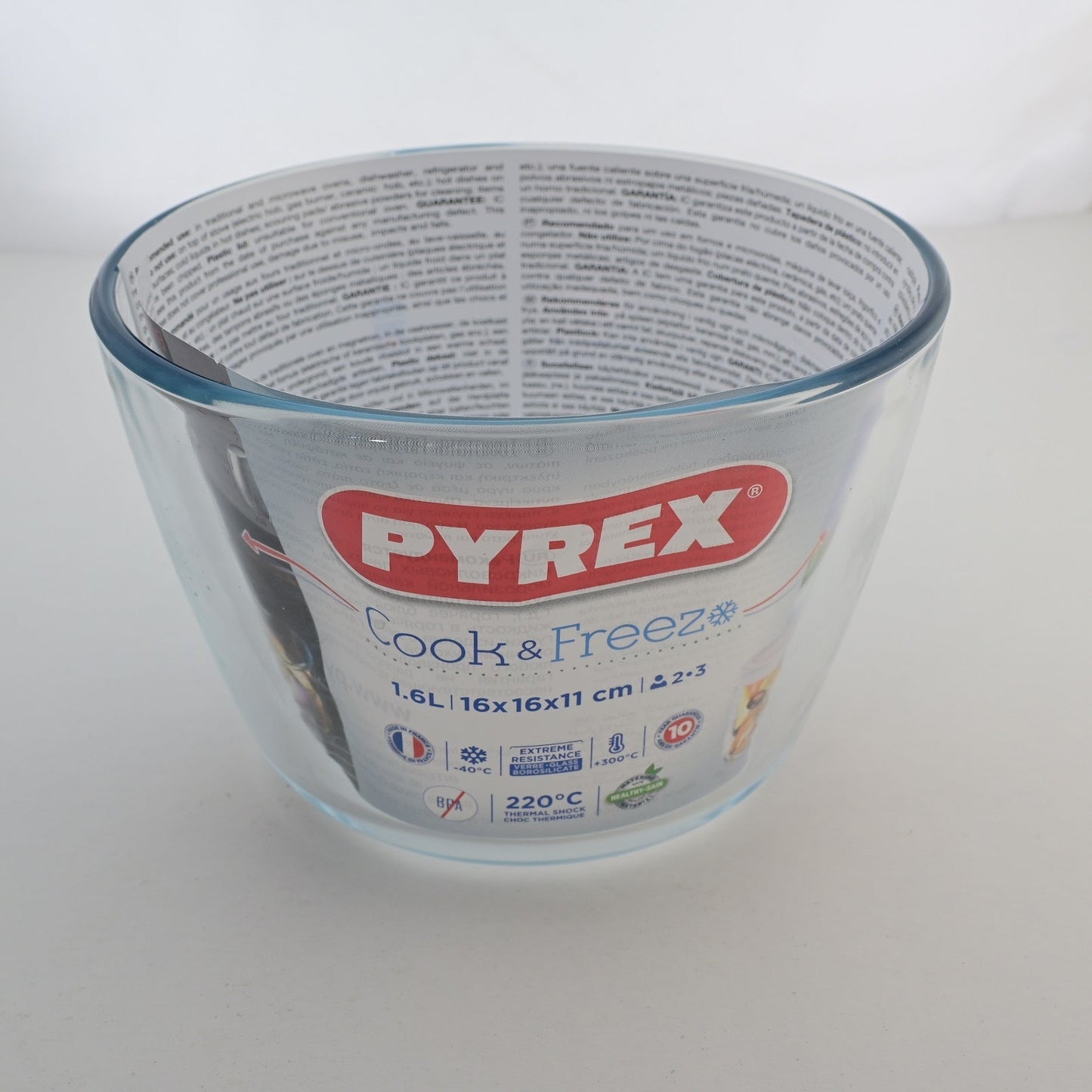 Pyrex Cook and Freeze 1.6 Liters Bowl Glass Roaster with Plastic Lid