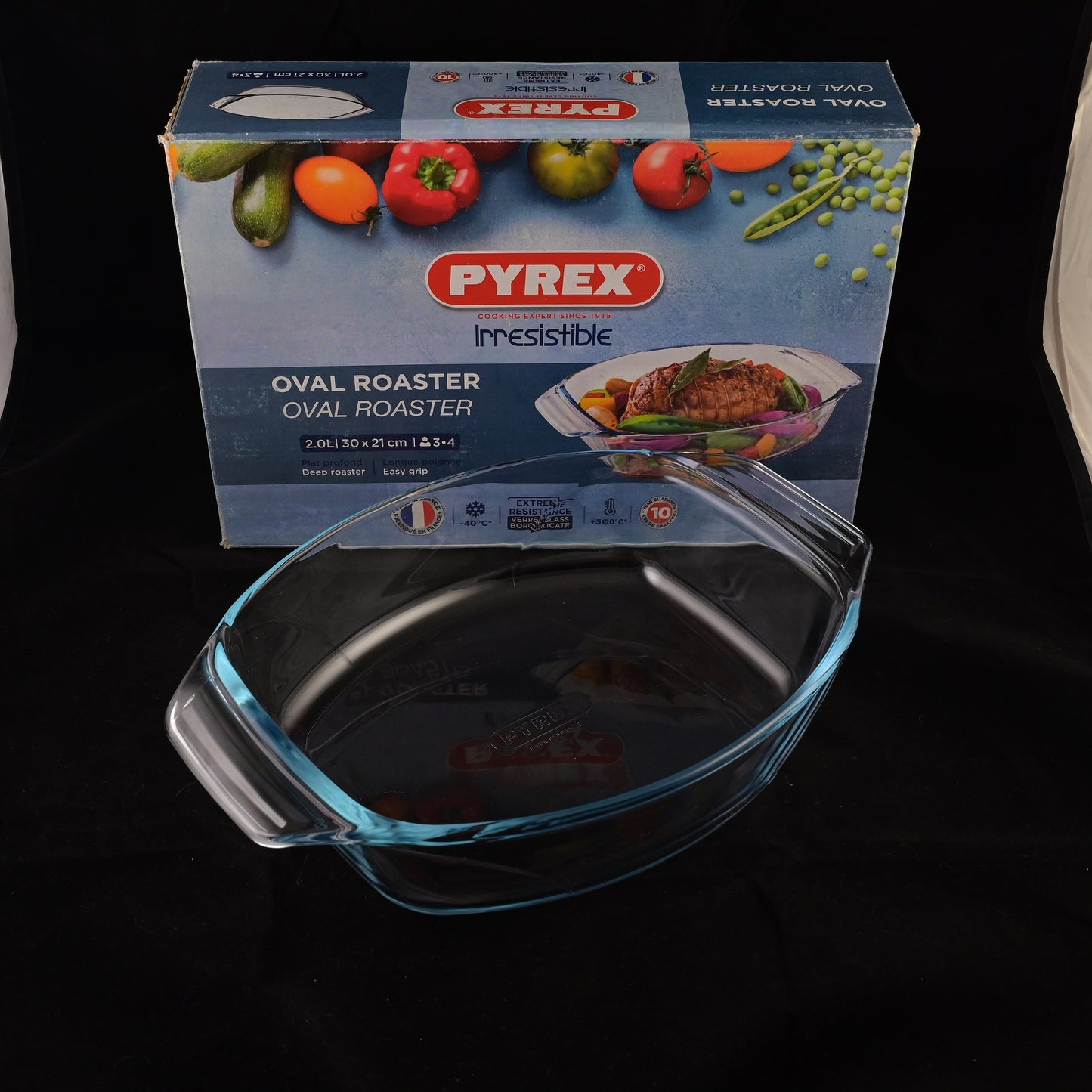 Pyrex Irresistible 2 Liters 30cm Oval Glass Roaster with Easy Grip