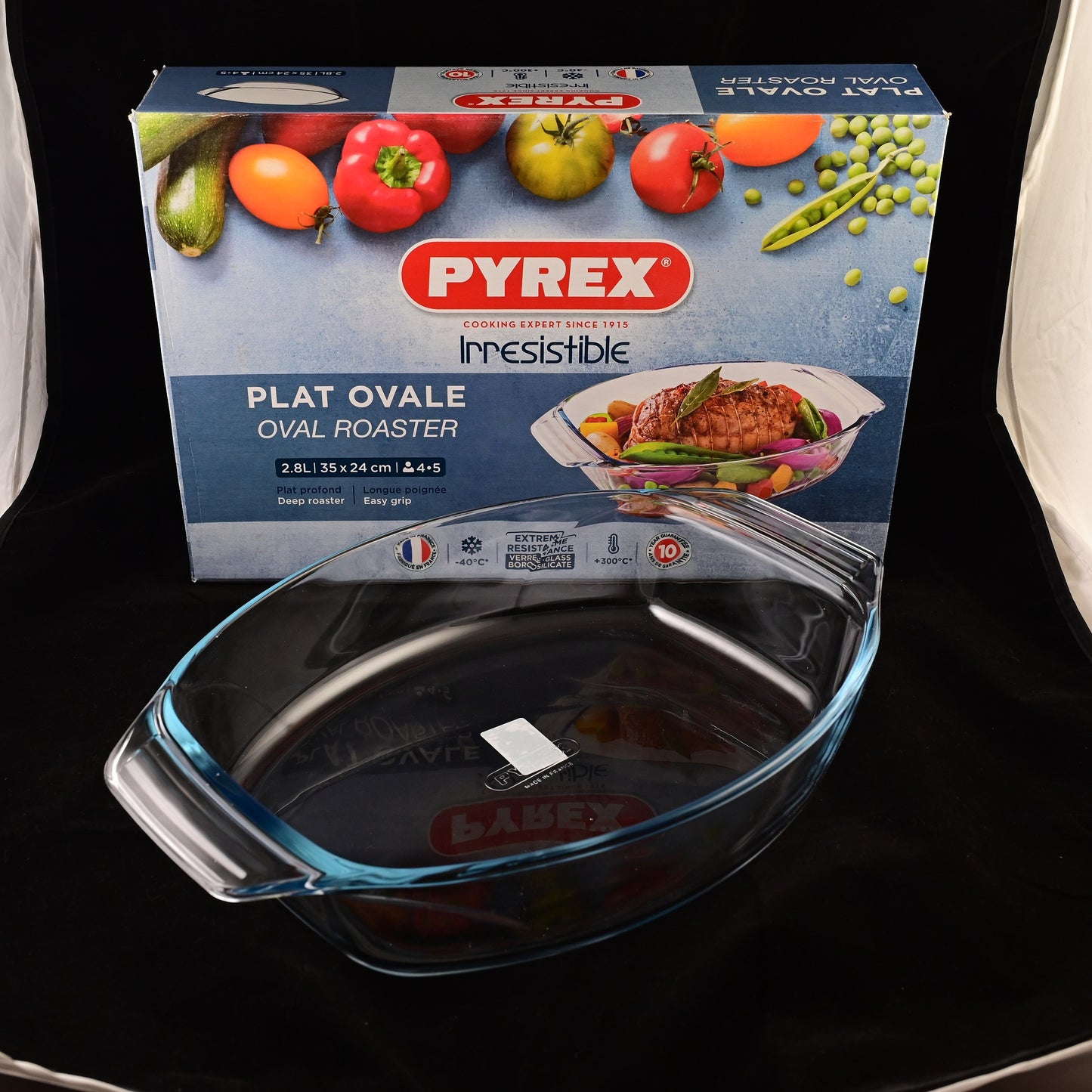 Pyrex Irresistible 2 Liters 30cm Oval Glass Roaster with Easy Grip