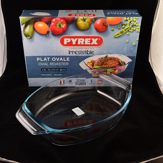 Pyrex Irresistible 2.8 Liters 35cm Oval Glass Roaster with Easy Grip