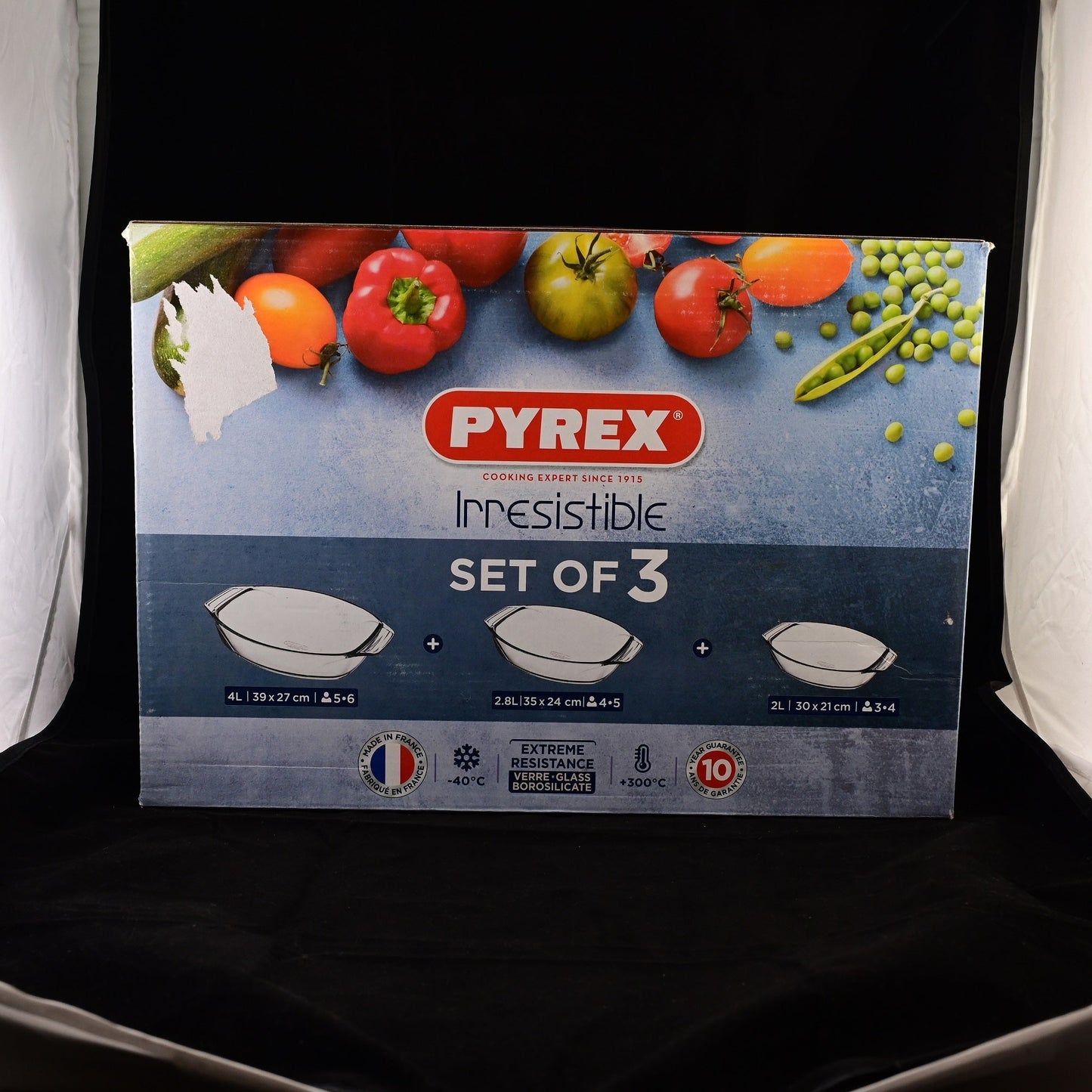 Pyrex Irresistible Set of 3 Oval Glass Roaster with Easy Grip